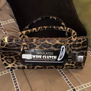 Leopard Print Insulated Wine Clutch, NEW, + Book + wine stopper
